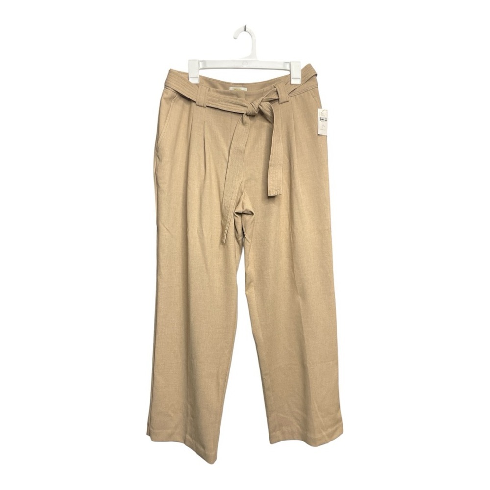 NWT Maeve Anthropologie Tan Pleated Hi Rise Dress Pants Trousers S-12P Wide Leg